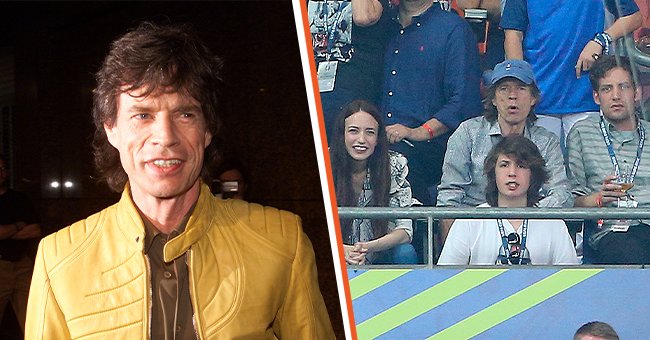 Mick Jagger in a side-by-side photo with his kids. | Source: Getty Images