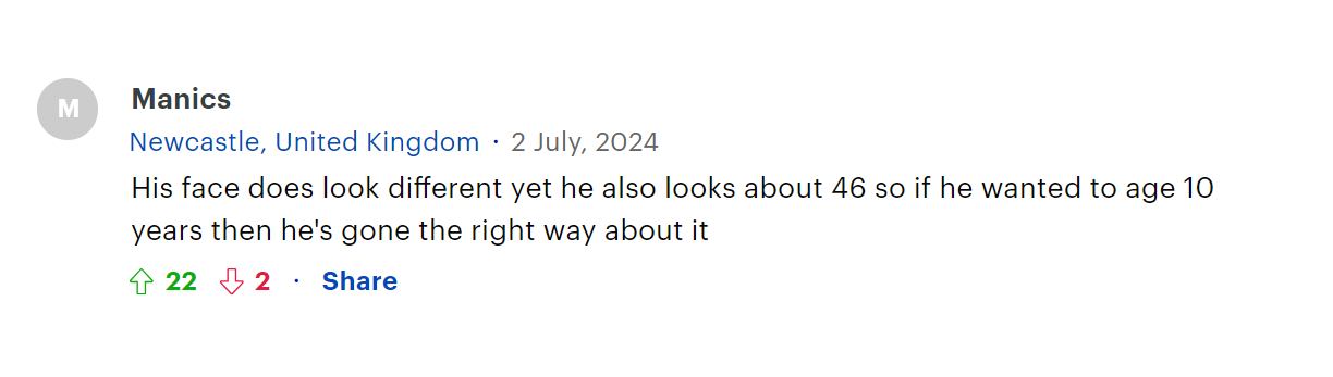 A reader's comment on July 2, 2024 | Source: Daily Mail