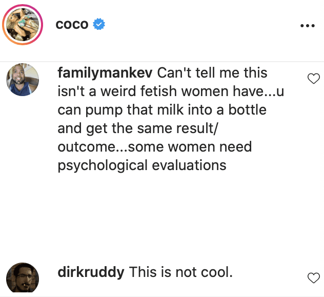 A fan's comment on Coco's photo. | Source: Instagram/coco