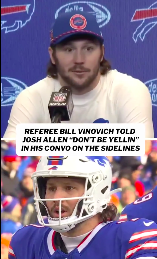 Josh Allen speaking about his and Bill Vinovich's viral exchange, posted on January 12, 2025. | Source: X/@NFLonCBS