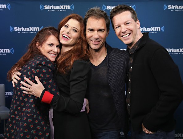 Actors Megan Mullally, Debra Messing, Erik McCormack and Sean Hayes take part in SiriusXMÕs ÔTown HallÕ with the cast of ÔWill & GraceÕ hosted by Andy Cohen on September 25, 2017, in New York City. | Source: Getty Images.