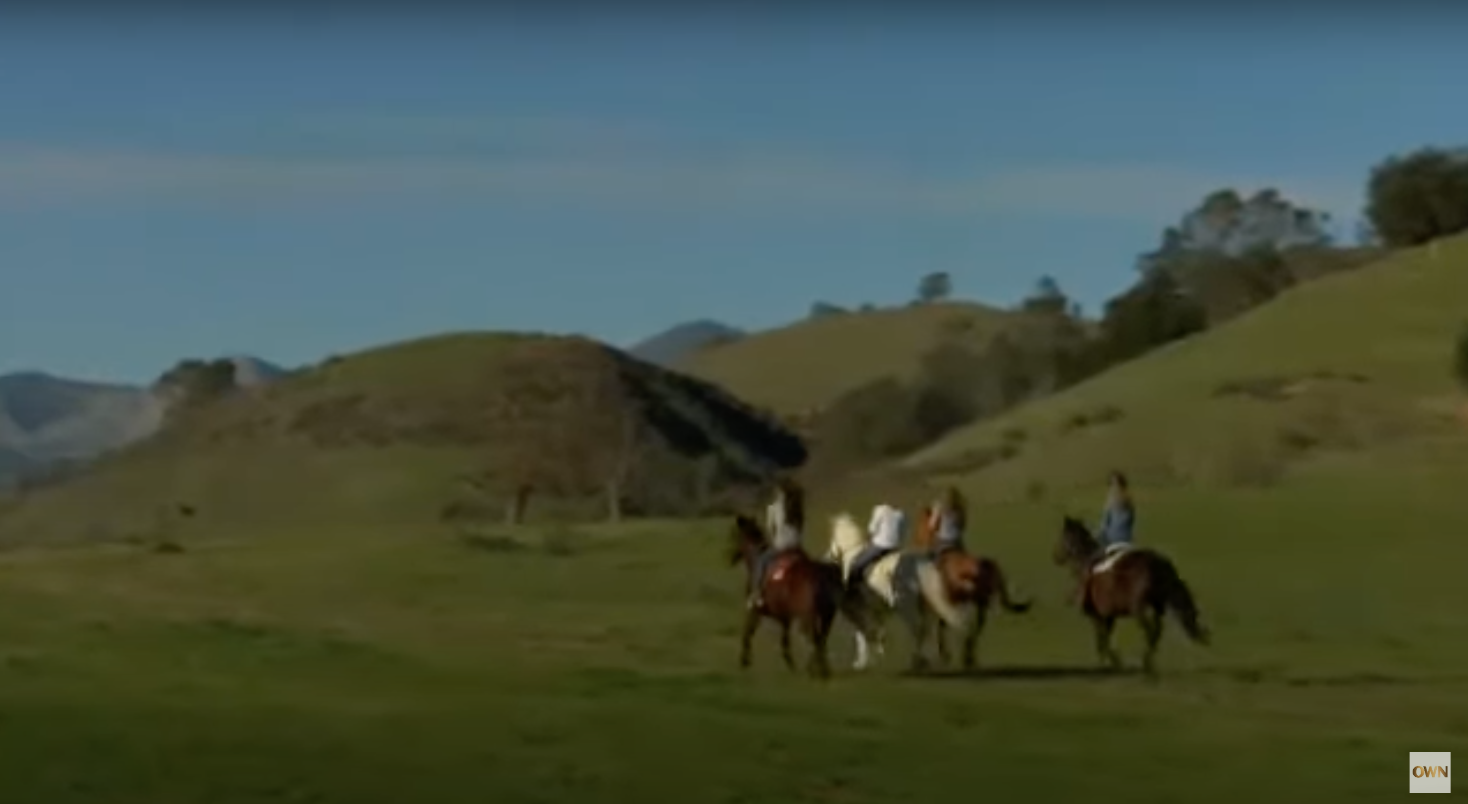 Bo Derek taking a ride with family at their ranch property. | Source: youtube.com/Oprah Winfrey Network