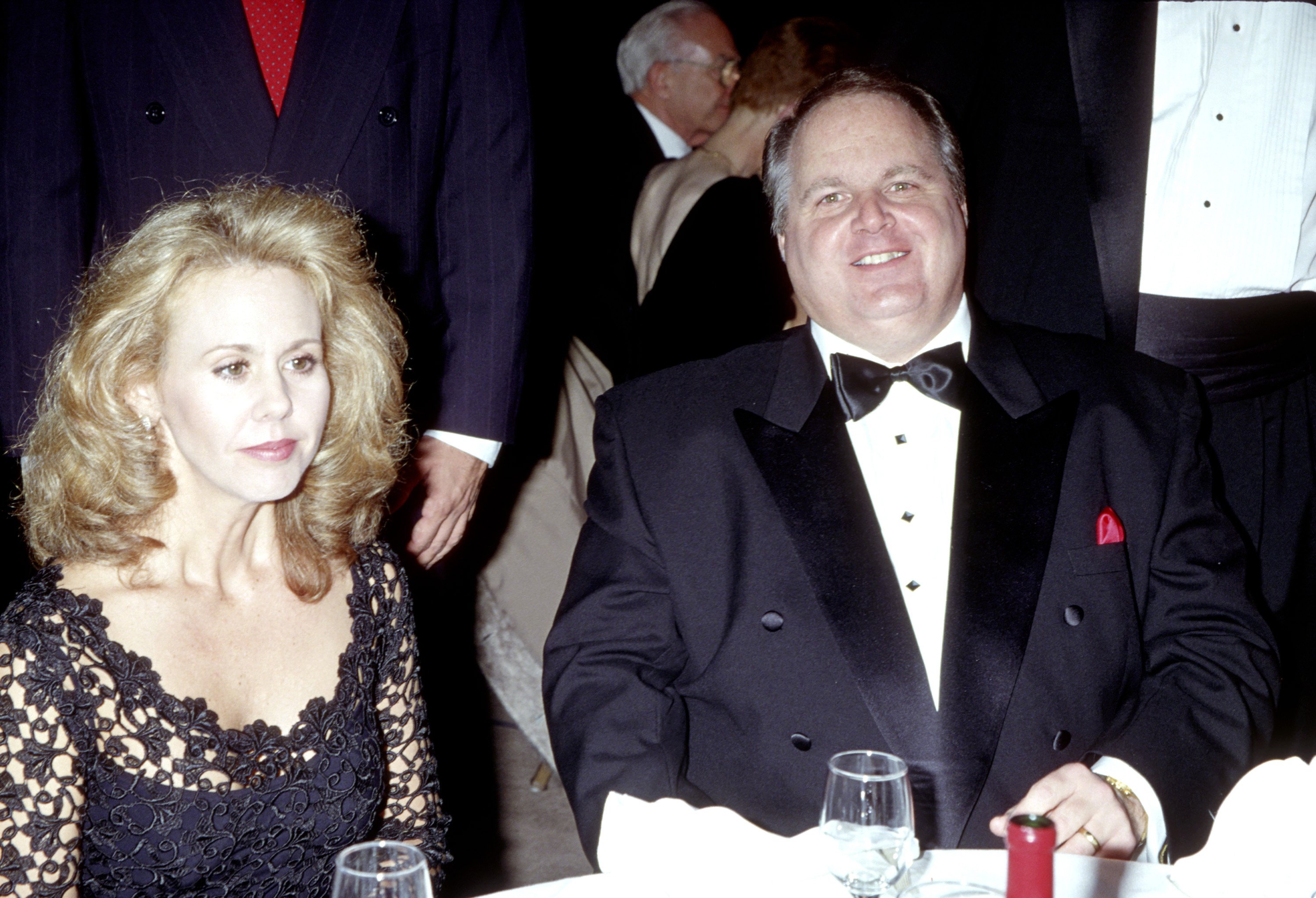 Rush Limbaugh & Wife during Center For Study of Popular Culture Dinner In Honor of Charlton Heston at Century Plaza Hotel in Century City, CA, United States. | Source Getty Images