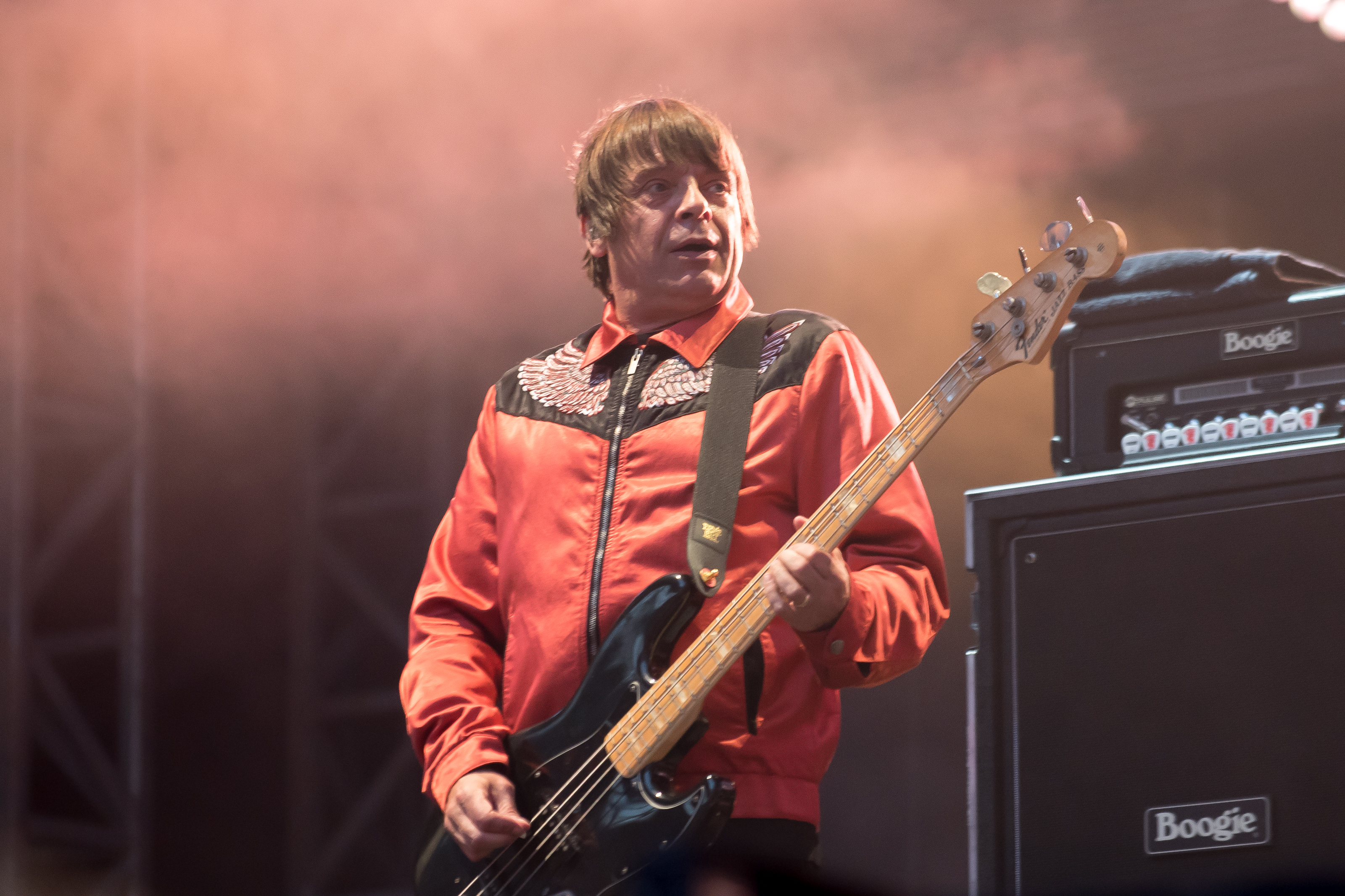 Gary "Mani" Mounfield performing at Wembley Stadium on June 17, 2017, in London, England. | Source: Getty Images