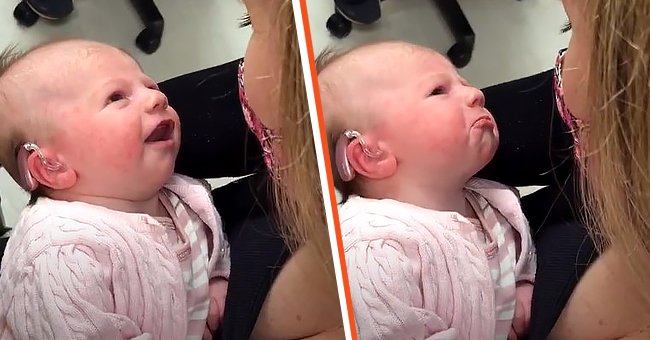 Una bebé sorda se emociona después de escuchar la voz de su madre por primera vez | Foto: TikTok/christina_pax