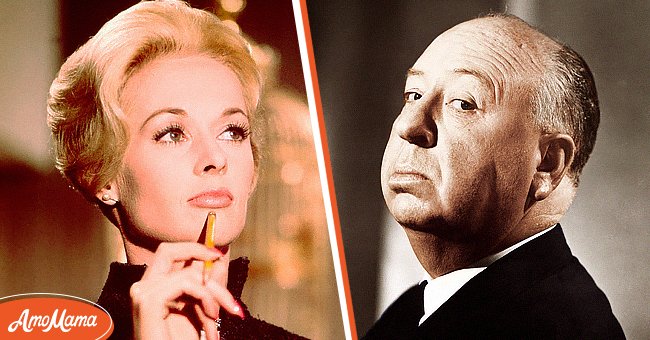 A picture collage of Tippi Hadren and Alfred Hitchcock | Photo: Getty Images