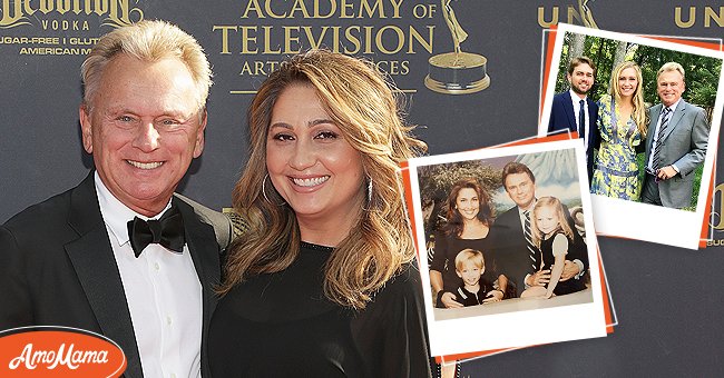  [Left] Pat Sajak and Lesly Brown at the 44th Annual Daytime Creative Arts Emmy Awards on April 28, 2017; [Middle] Pat Sajak and Lesly Brown with their kids when they were little; [Right] Pat Sajak and his children, Patrick and Maggie Sajak. | Source :  Getty Images   instagram.com/maggiesajak 
