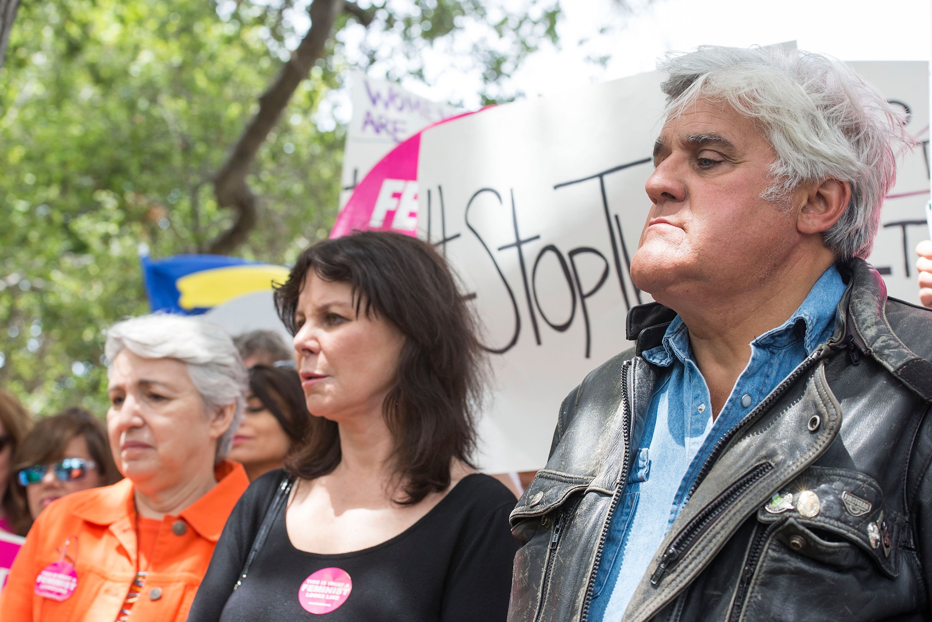Mavis Leno and her husband Jay Leno attend the Coalition of Women's Rights, LGBT and Human Rights Groups Rally on May 5, 2014, in Beverly Hills, California. | Source: Getty Images