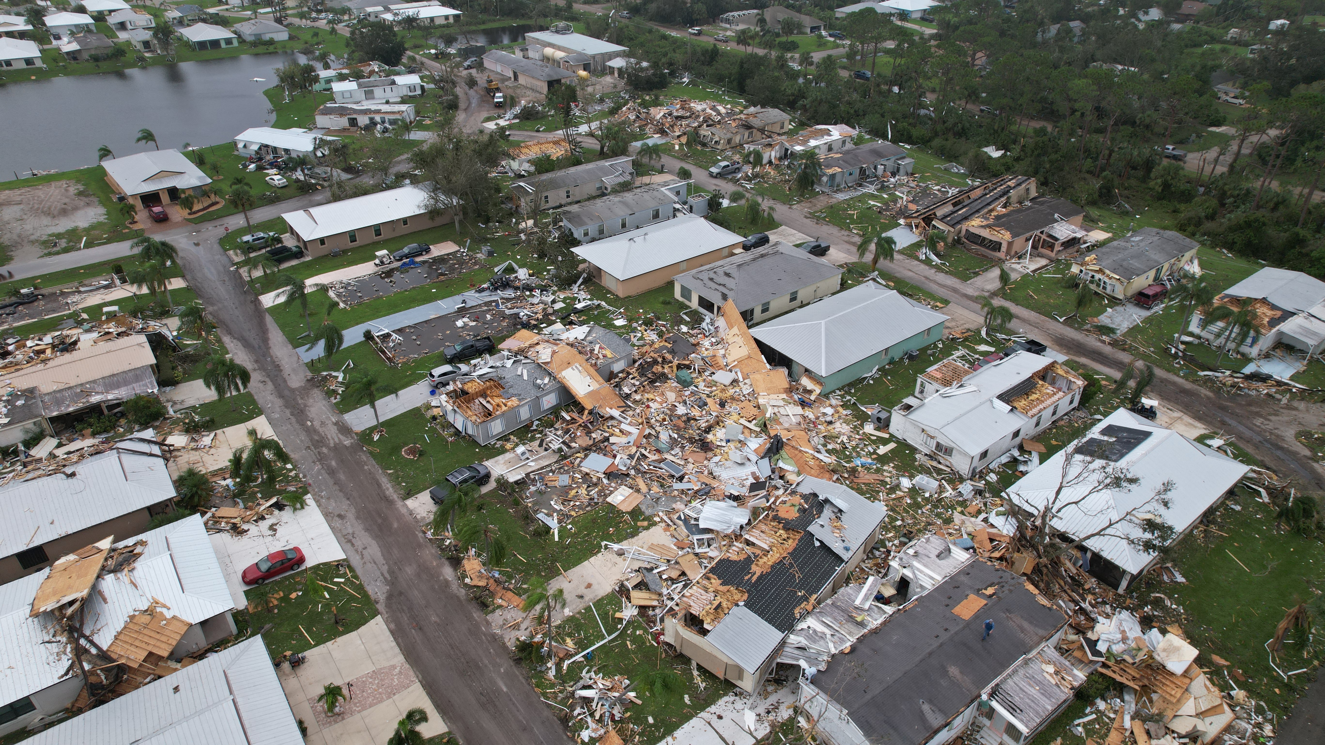 The destruction caused by Hurricane Milton in Fort Pierce, Florida on October 10, 2024 | Source: Getty Images