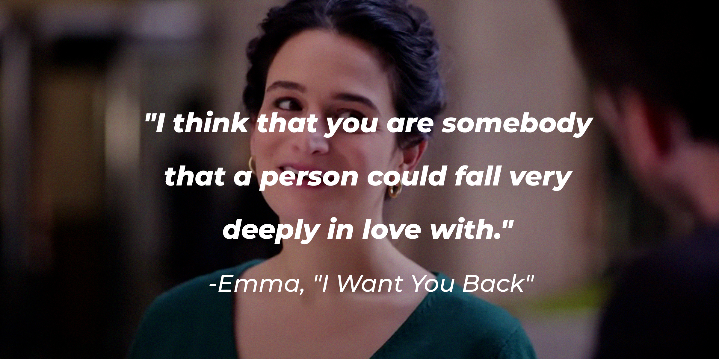 Emma with her quote: "I think that you are somebody that a person could fall very deeply in love with." | Source: Youtube.com/PrimeVideo