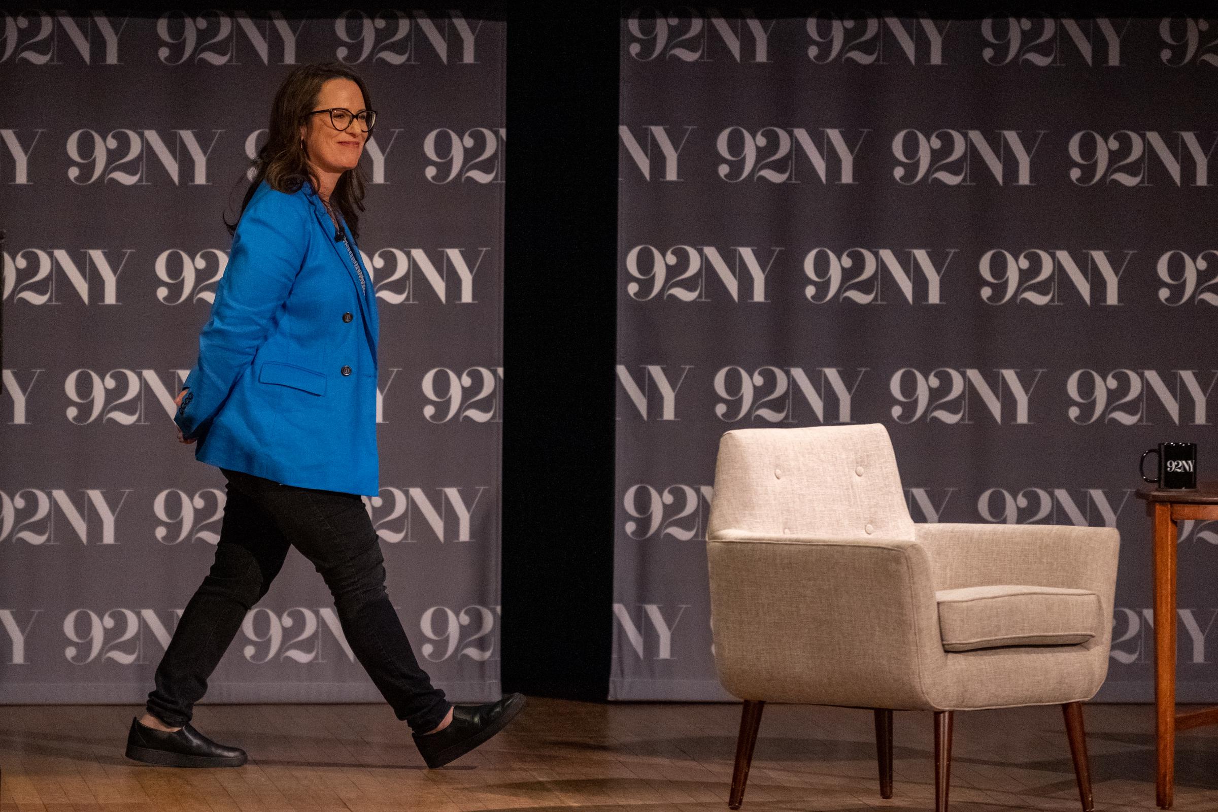 Maggie Haberman walks on stage during "Confidence Man" - Maggie Haberman In Conversation With Alex Burns at 92NY on October 03, 2022 in New York City. | Source: Getty Images