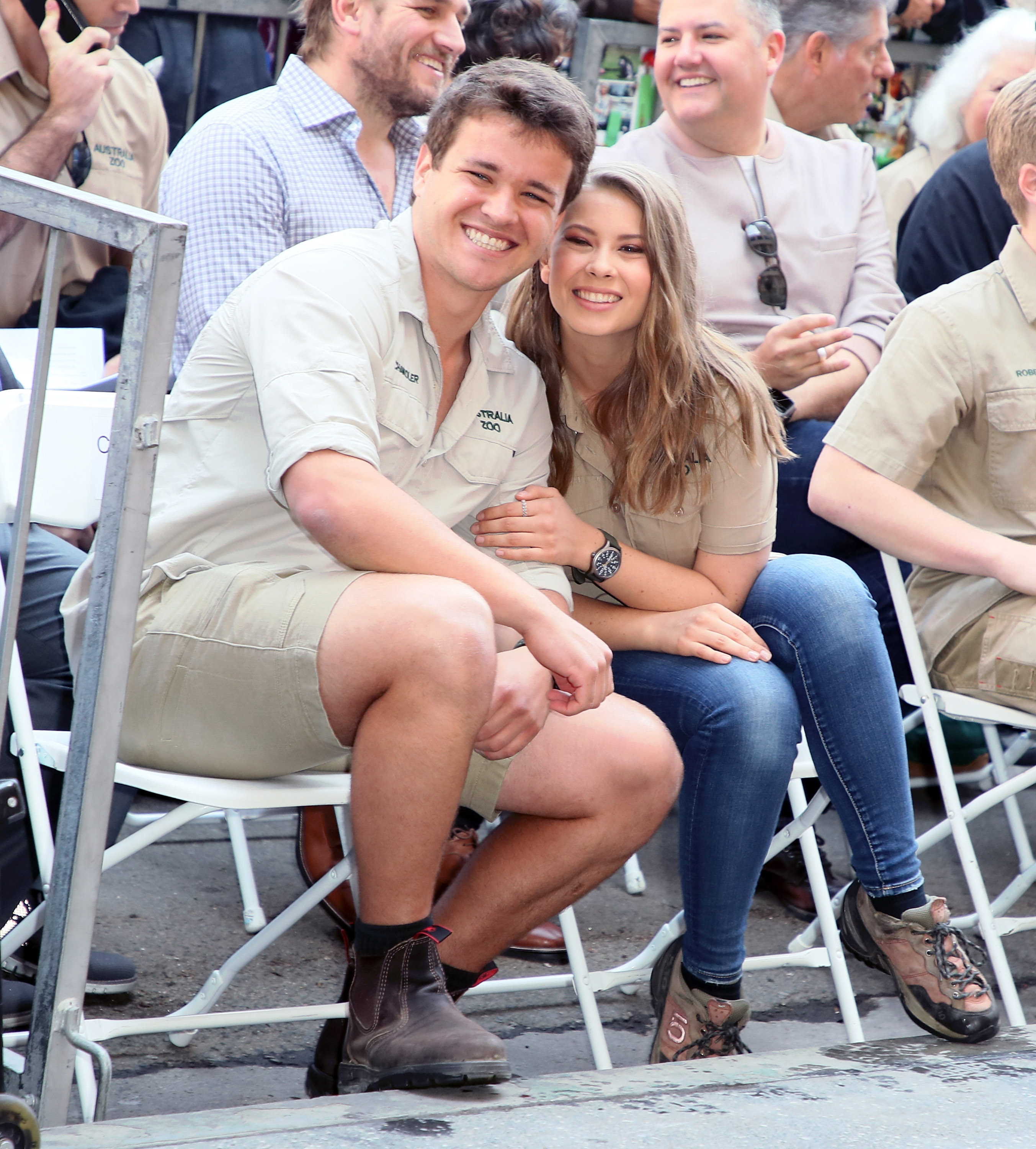 Chandler Powell and Bindi Irwin at the ceremony posthomously honoring Steve Irwin with a star on the Hollywood Walk of Fame on April 26, 2018, in Hollywood, California | Source: Getty Images