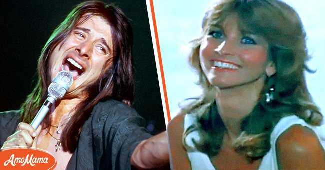 American singer Steve Perry during a performance. [Left] | Steve Perry's ex lover Sherrie Swafford smiling in a photo. [Right] | Photo: Getty Images