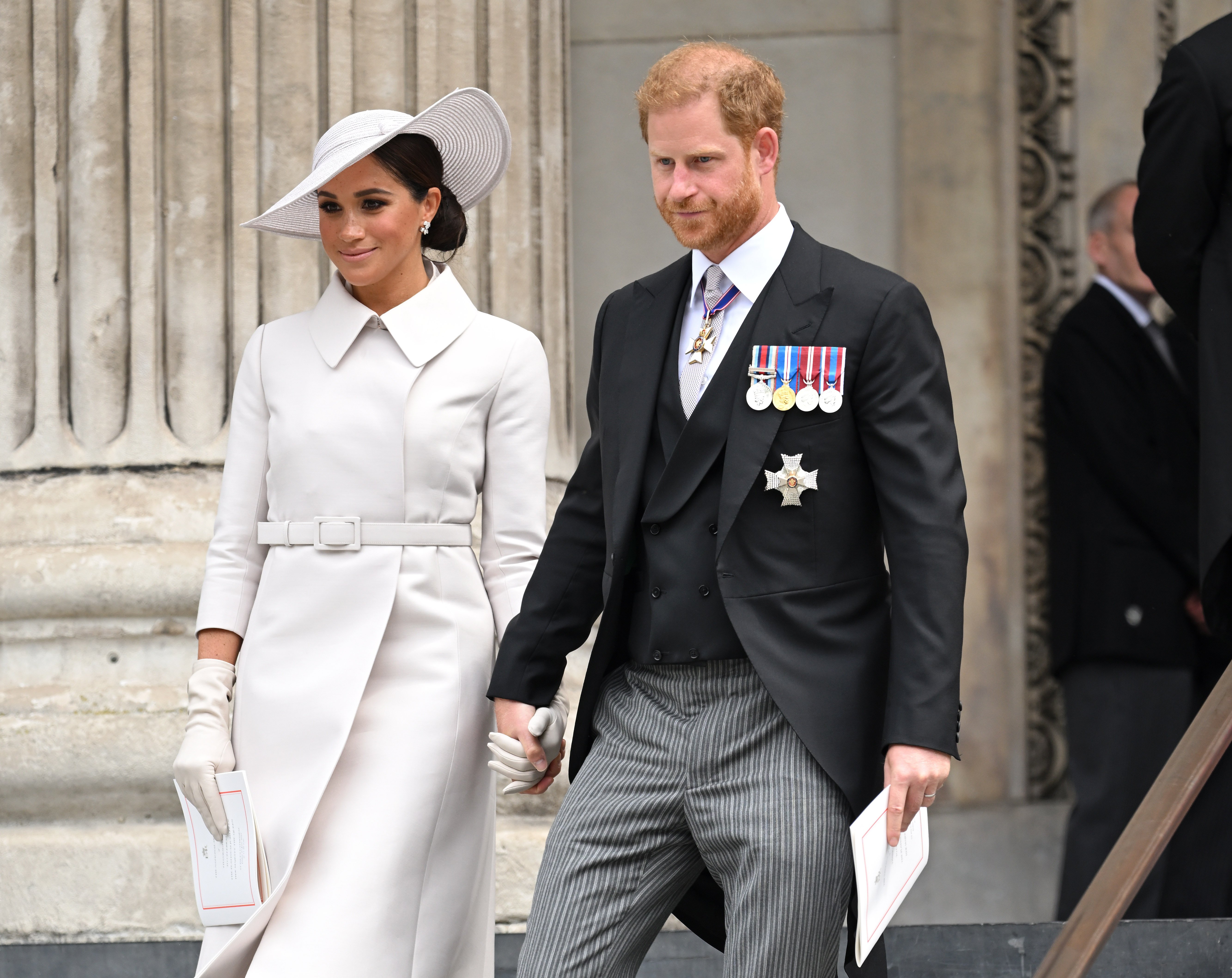 Meghan Markle and Prince Harry attending the National Service of Thanksgiving at St Paul's Cathedral on June 03, 2022 in London, England. | Source: Getty Images