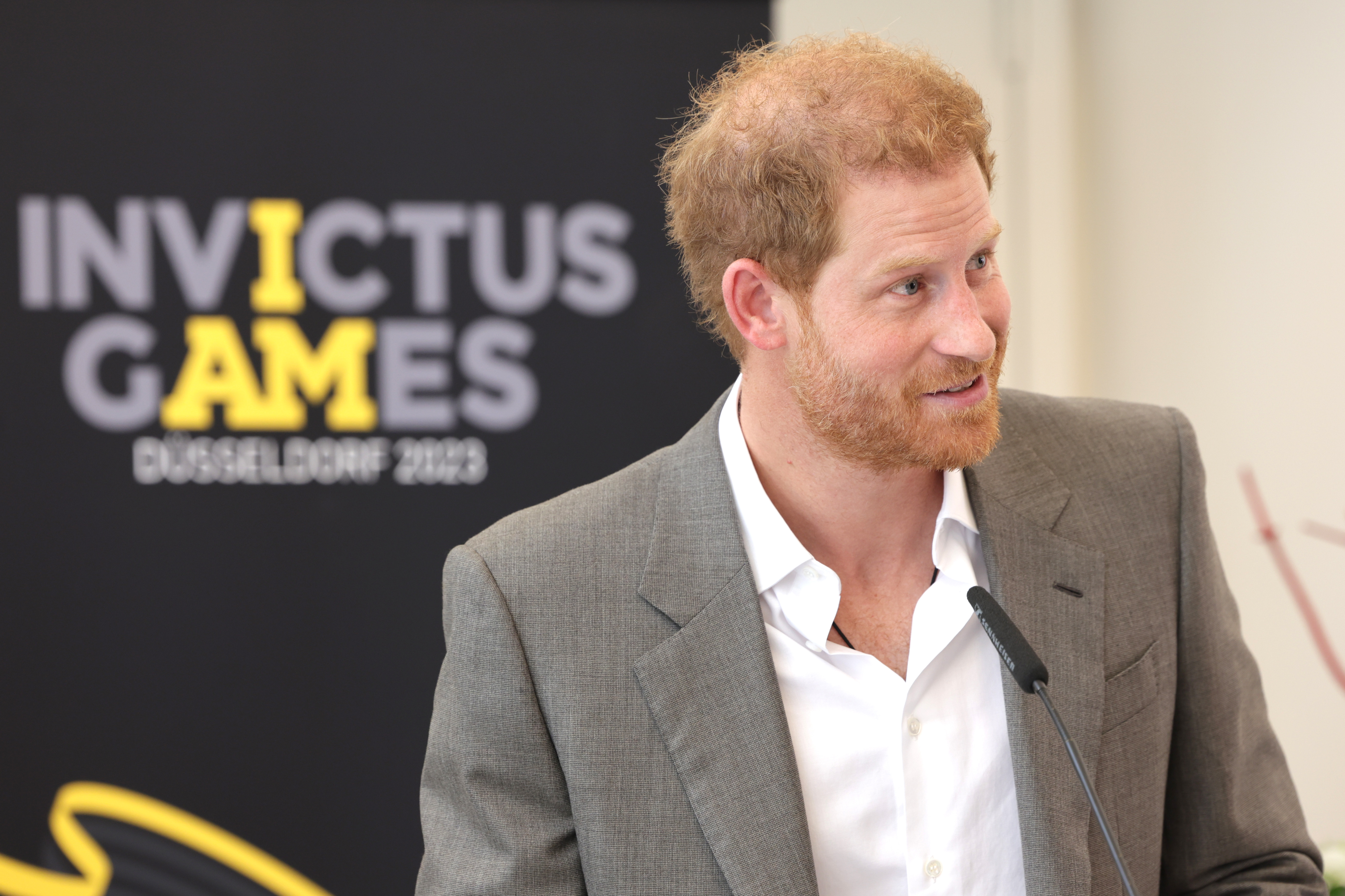 Prince Harry, Duke of Sussex speaking at the Invictus Games Dusseldorf 2023 One Year To Go event on September 6, 2022, in Dusseldorf, Germany. | Source: Getty Images
