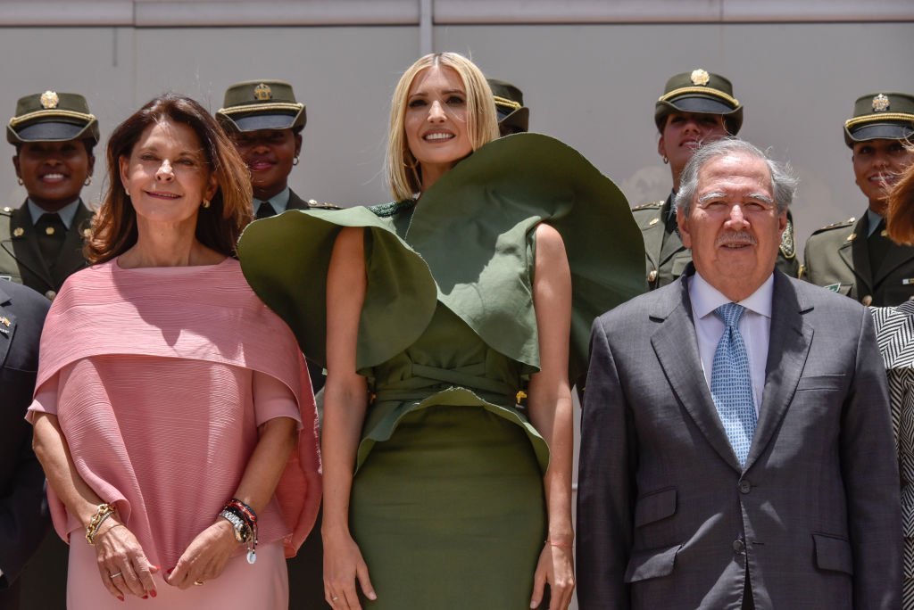 Ivanka Trump poses for a photo with Vice President of Colombia Marta Lucia Ramirez and Guillermo Botero. | Source: Getty Images