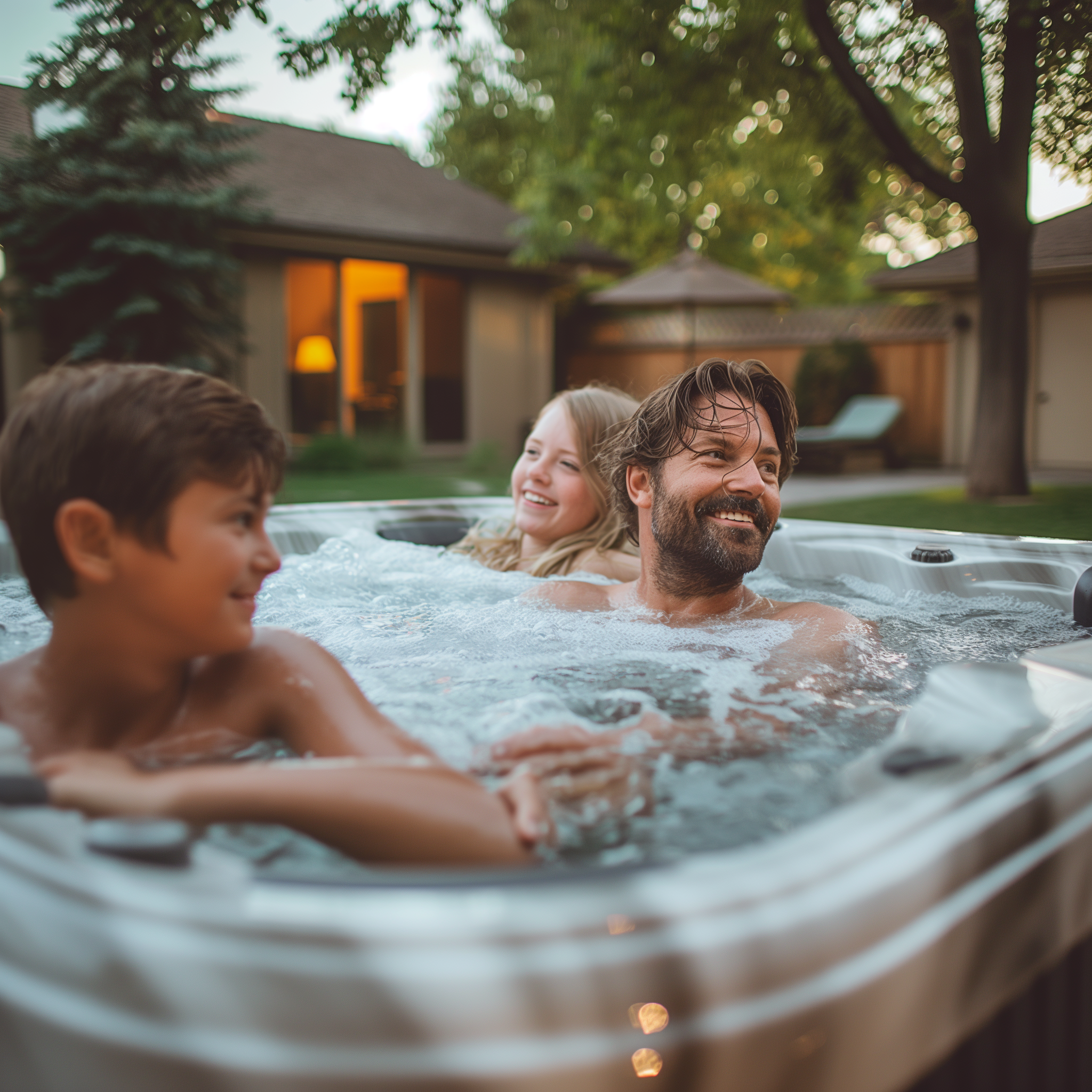 A family enjoying themselves in a hot tub | Source: Midjourney