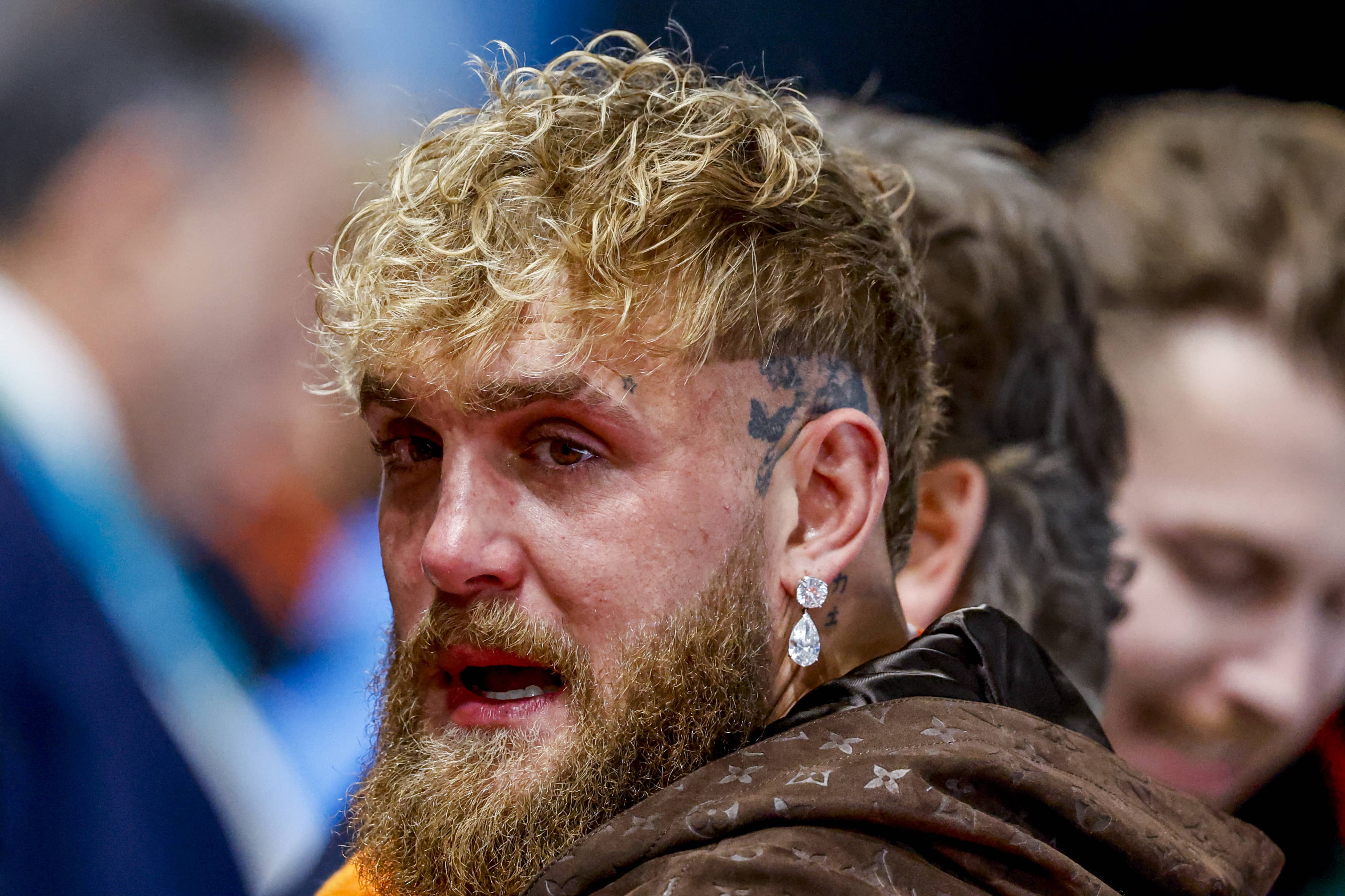 Jake Paul cries for Jutta Leerdam after the Speed Skating Women's 1000m during the Winter Olympic Games at Milano Speed Skating Stadium on February 9, 2026, in Milan, Italy | Source: Getty Images