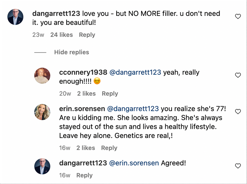 Peoples' comments on Jaclyn Smith's Instagram post | Source: Instagram.com/Jaclyn Smith