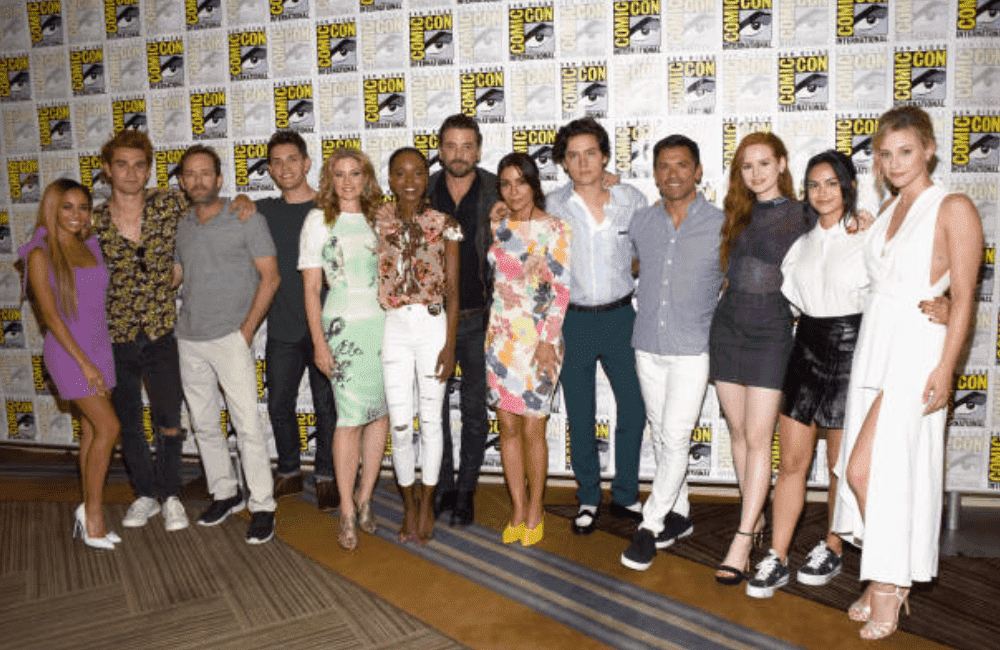 The cast of "Riverdale" pose together during the press line for Comic-Con International, at the Hilton Bayfront, on July 21, 2018, in San Diego, California | Source: Getty Images
