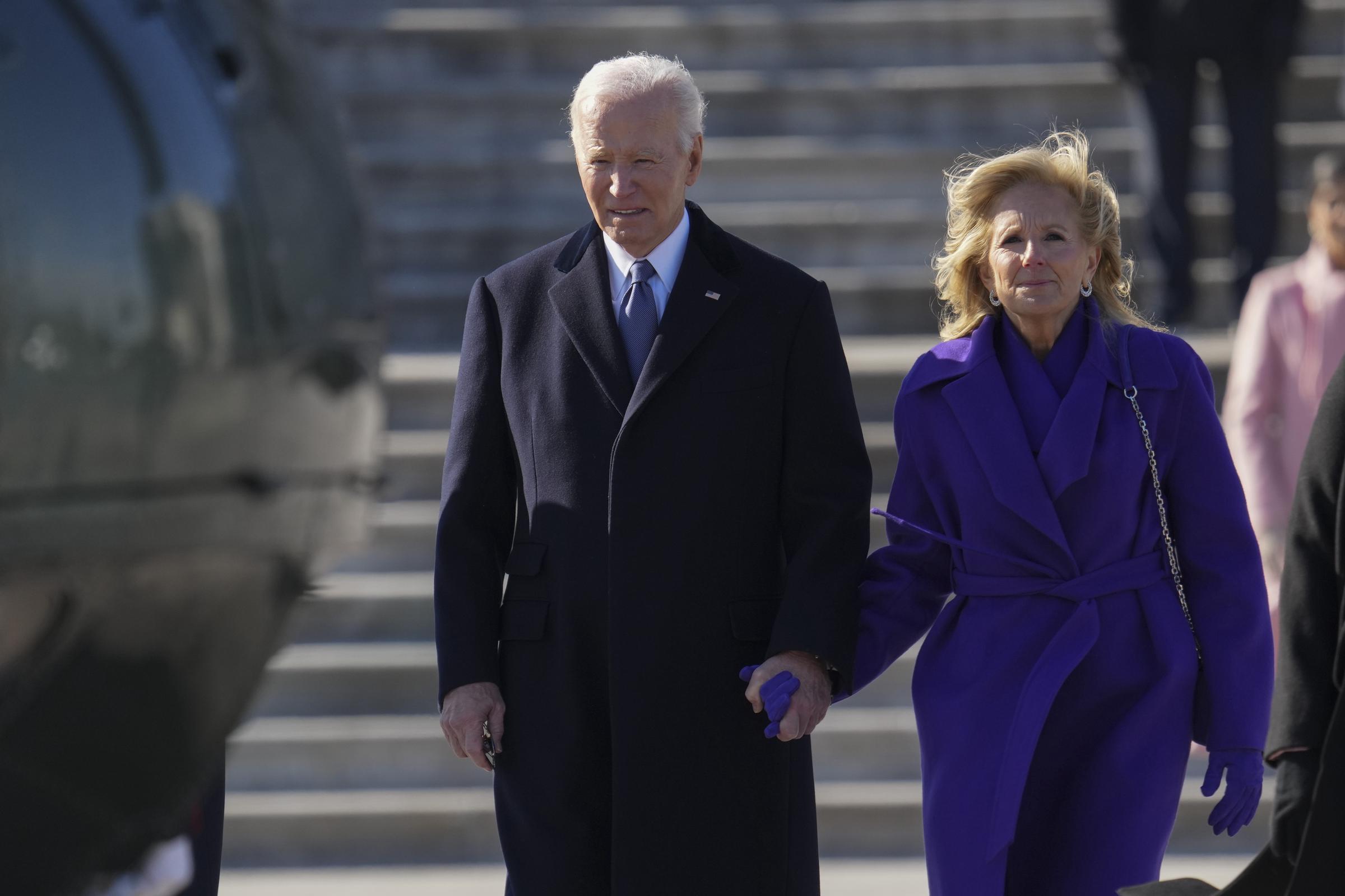 Joe and Jill Biden following the inauguration of Donald Trump on January 20, 2025, in Washington, D.C. | Source: Getty Images