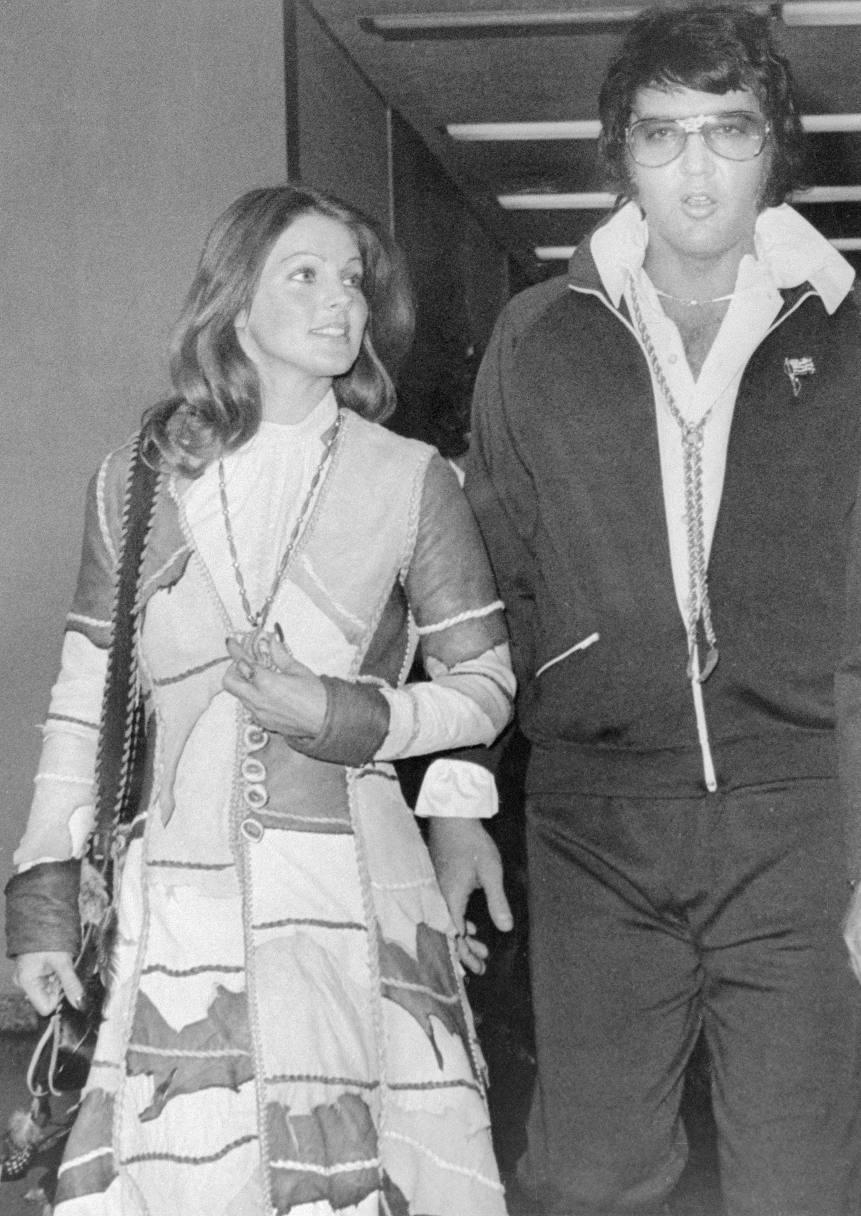 Elvis and Priscilla Presley leaving court in California | Source: Getty Images 