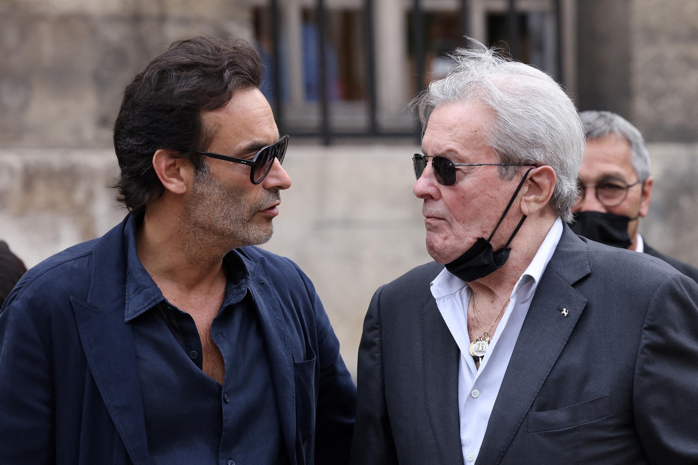 Anthony and Alain Delon arrive for the funeral ceremony for late French actor Jean-Paul Belmondo in Paris on September 10, 2021 | Source: Getty Images