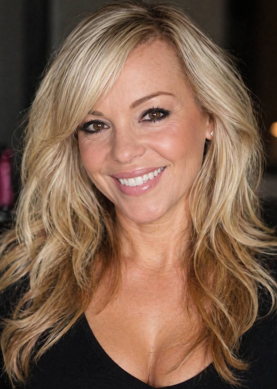 This image leans into a more refined aesthetic, with Katie Piper's longer, sleeker hair cascading smoothly over her shoulders. The styling is paired with a slightly more elevated makeup look, enhancing her features while maintaining a natural finish, resulting in a poised and quietly glamorous appearance. | Source: AI