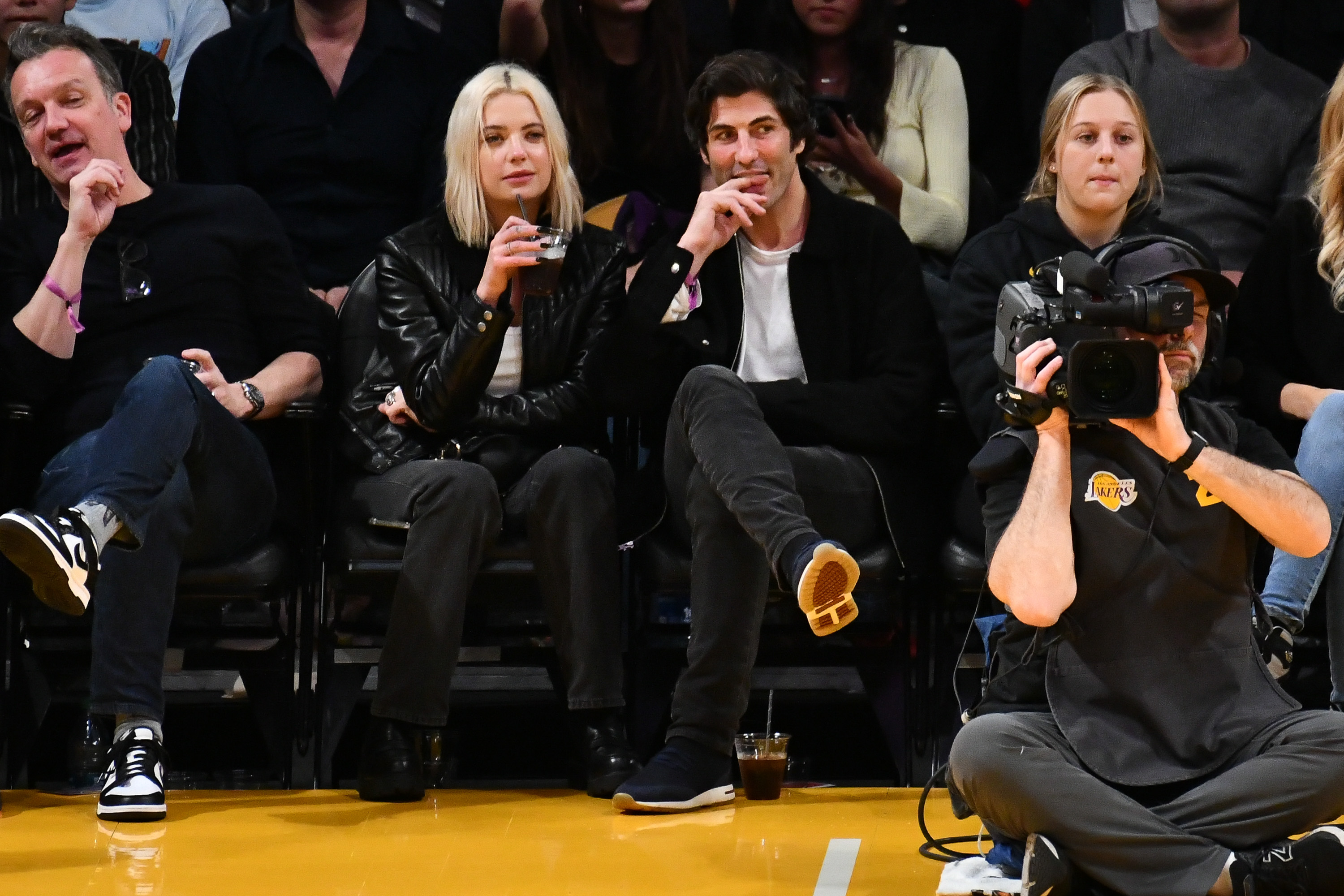 Ashley Benson and Brandon Davis attend a basketball game between the Los Angeles Lakers and the Miami Heat at Crypto.com Arena on January 4, 2023 in Los Angeles, California. | Source: Getty Images