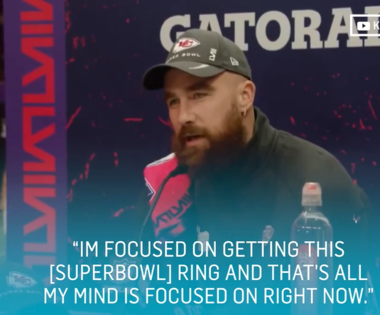 Travis Kelce addresses engagement rumors, from a video dated February 6, 2024 | Source: X/@enews