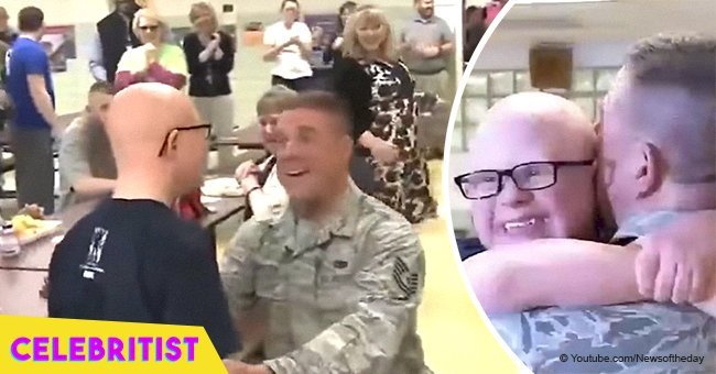 Boy with Down's syndrome melts hearts as he gets surprise visit from military dad in viral video