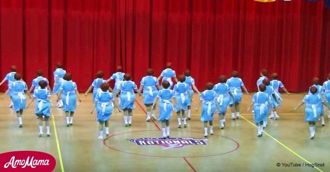 Lunch Ladies' start to dance in a high school gym. They whip around and  it's so funny