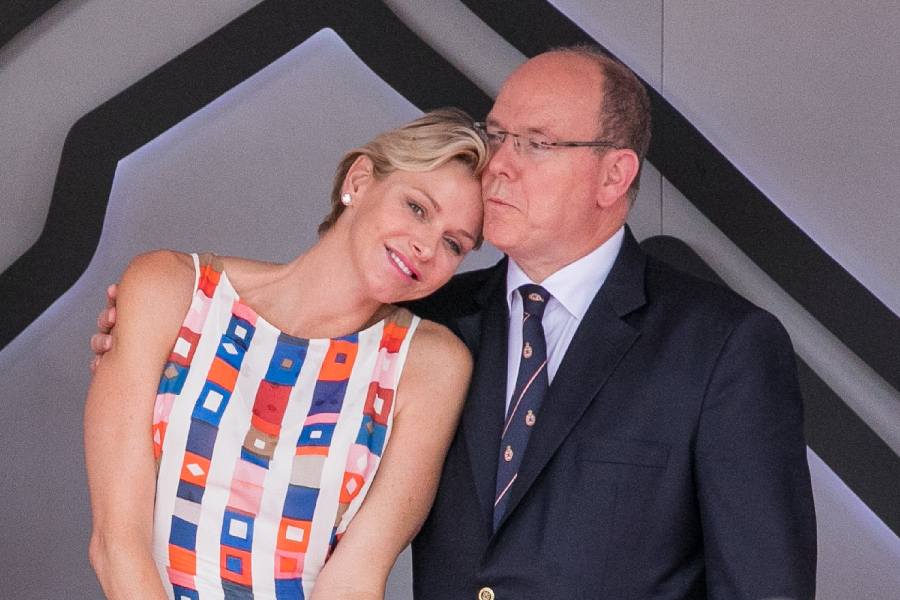 Princess Charlene of Monaco and Prince Albert II of Monaco pictured on the podium at Circuit de Monaco on May 27, 2018 in Monte-Carlo, Monaco. / Source: Getty Images