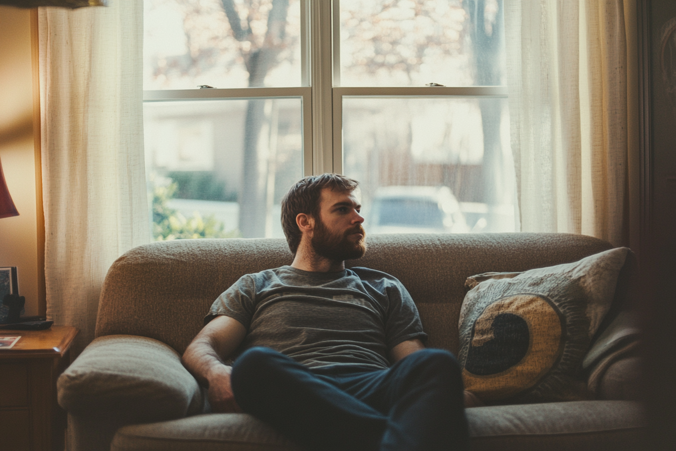 A man on a loveseat | Source: Midjourney