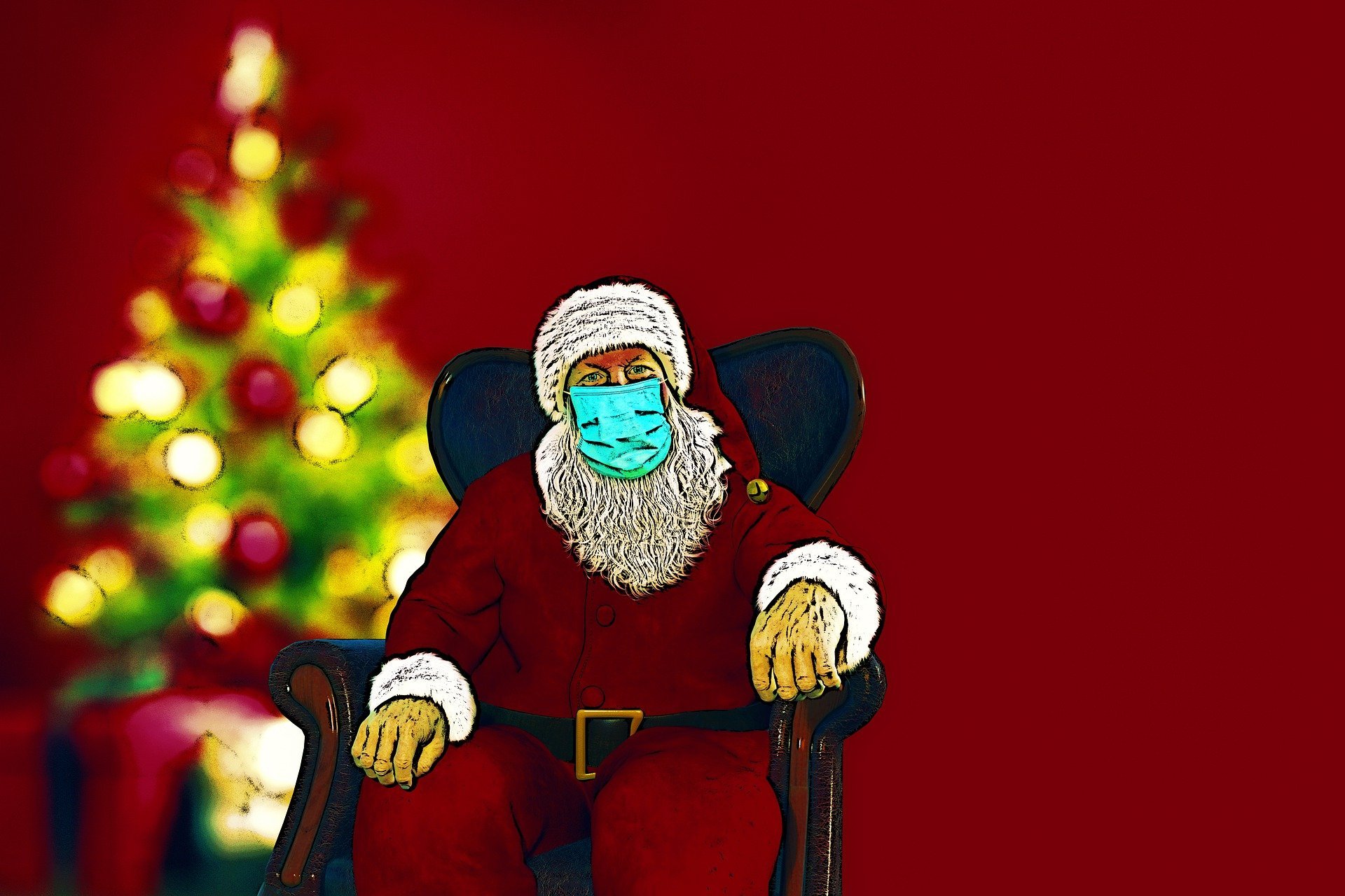 Papá Noel con mascarilla. | Foto: Pixabay