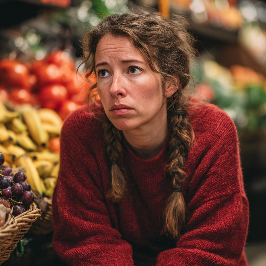 A woman kneeling in a store | Source: Midjourney