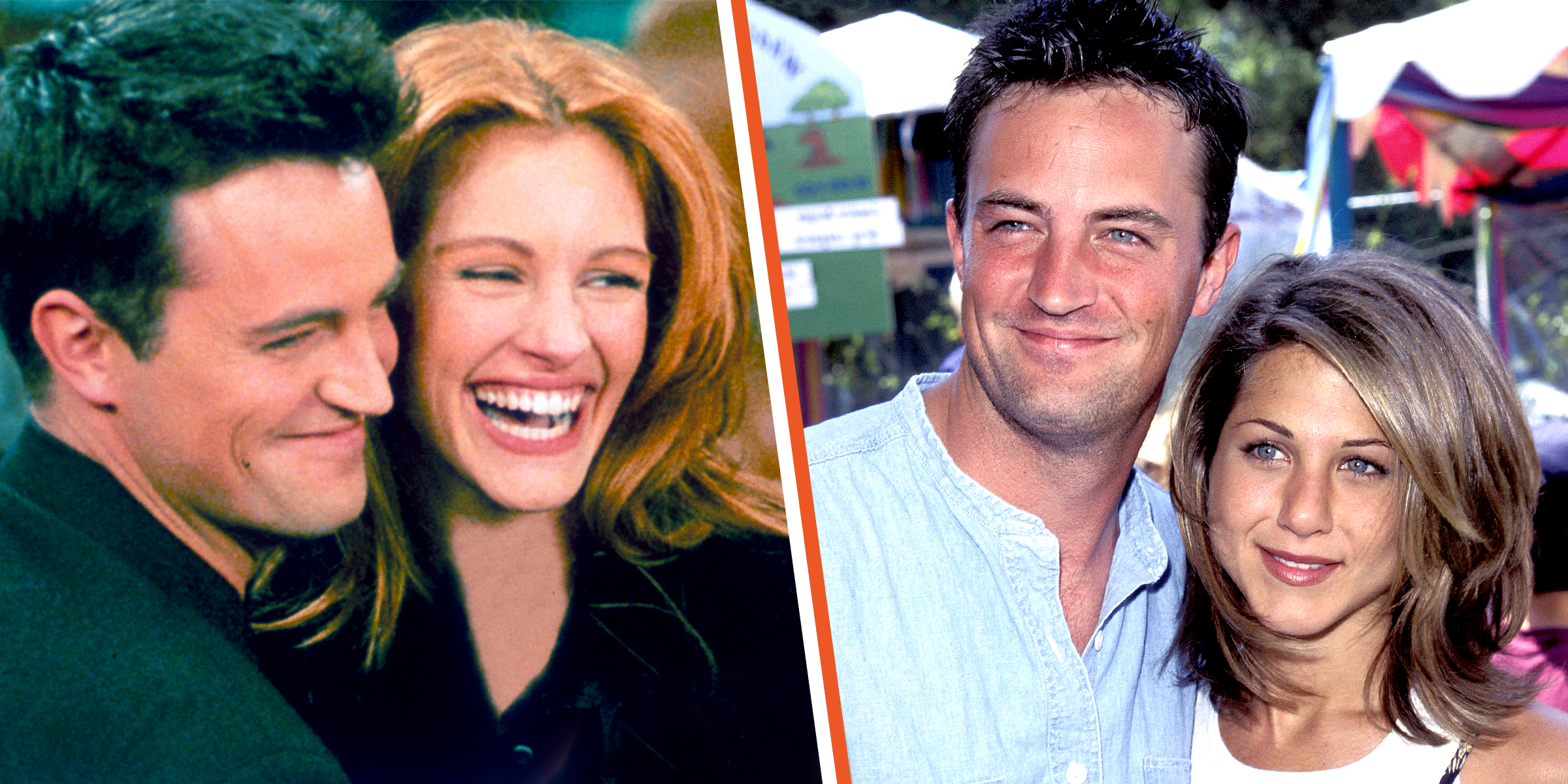 Matthew Perry and Julia Roberts | Matthew Perry and Jennifer Aniston | Source: Getty Images