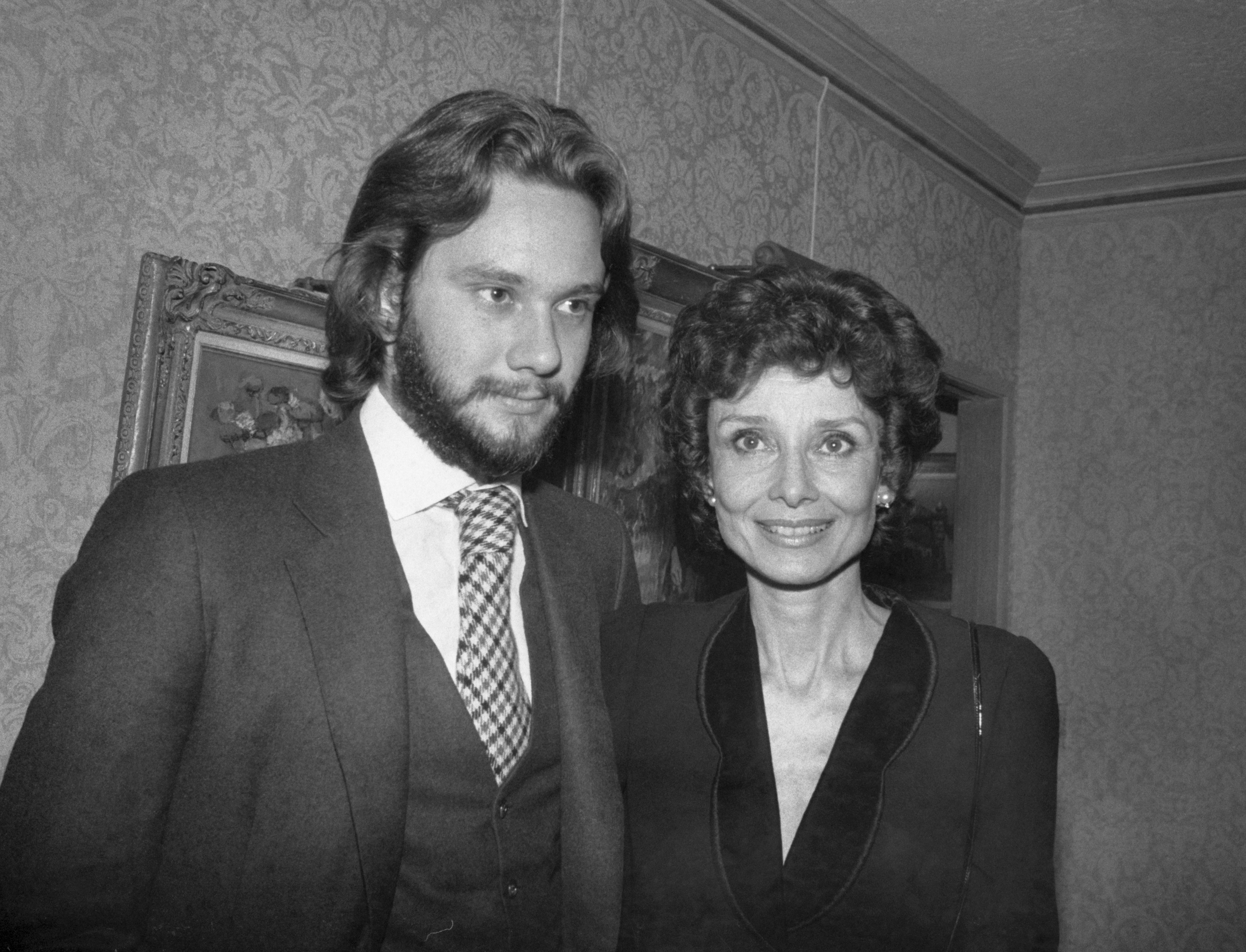 Actress Audrey Hepburn's escort is someone she is very fond of. It's her son, Sean, in 1979 | Source: Getty Images