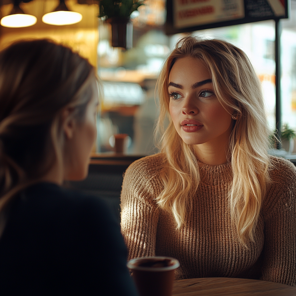 A woman talking to her friend | Source: Midjourney