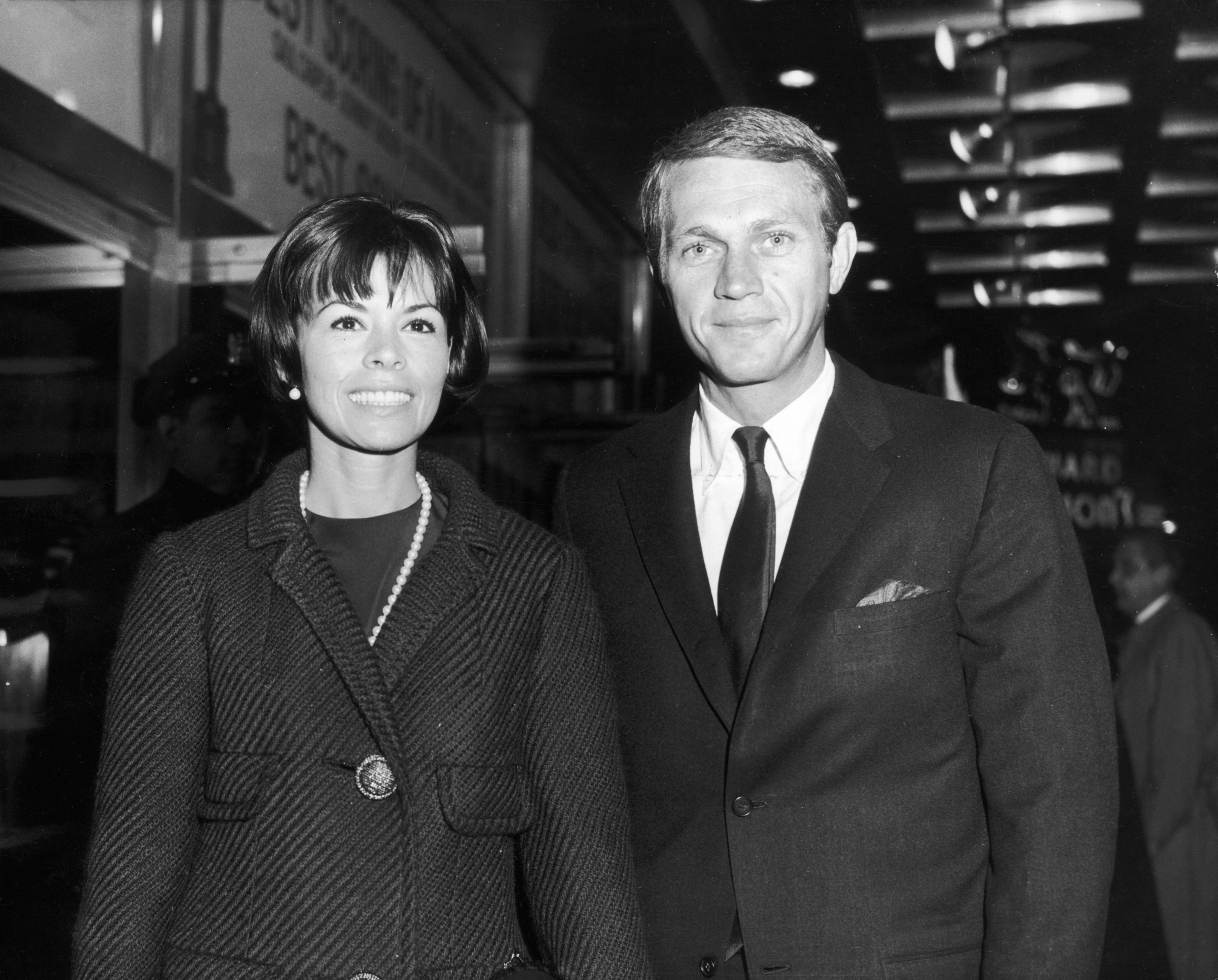 Steve McQueen and Neile Adams attending a Broadway play in 1965 in New York City┃Source: Getty Images