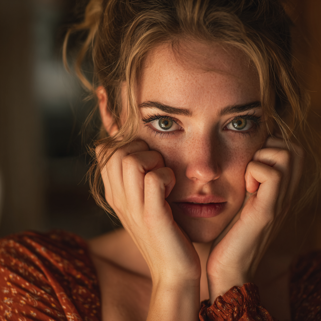 A distressed young woman | Source: Midjourney