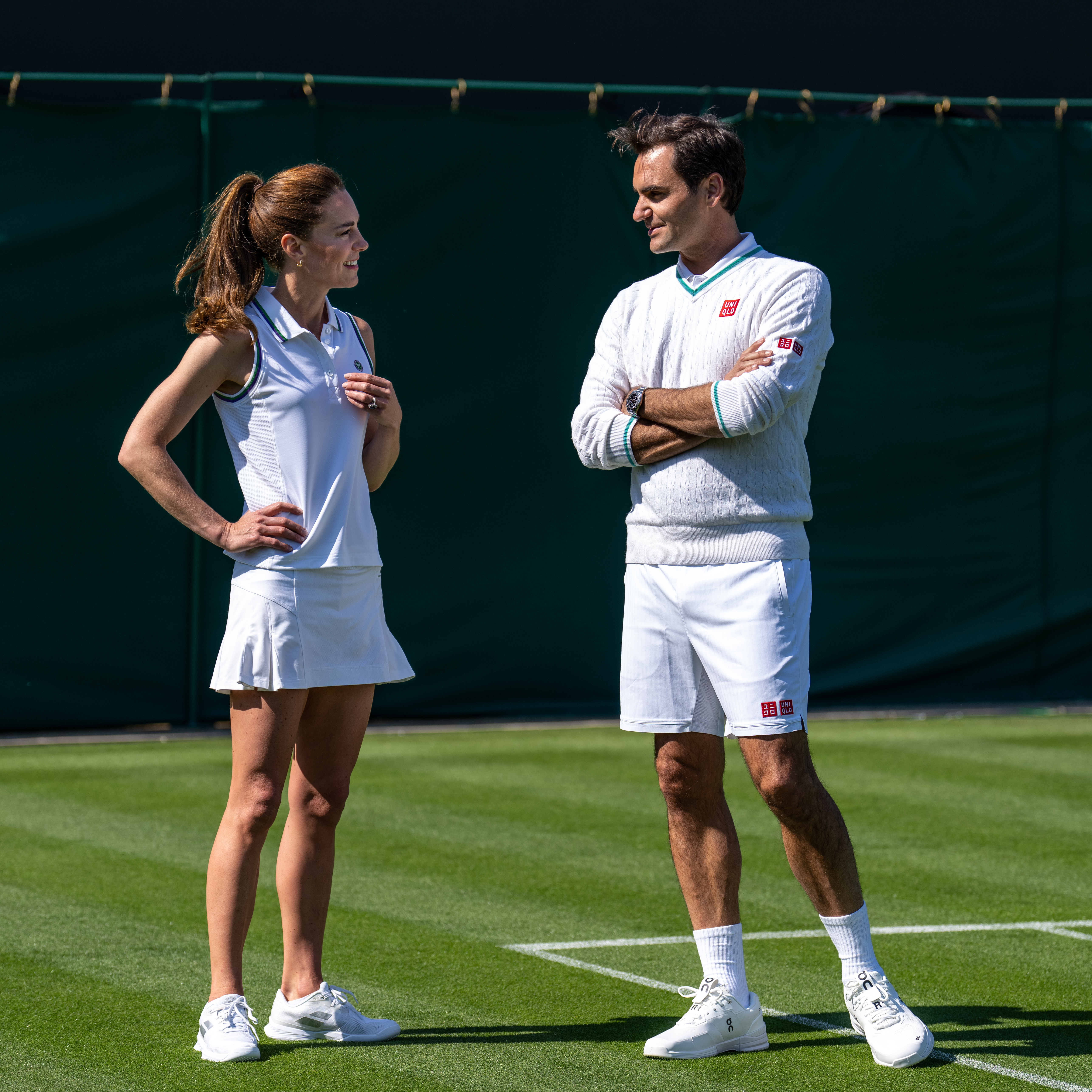 Kate Middleton and Roger Federer at The All England Lawn Tennis Club, Wimbledon, on June 8, 2023 in London, England. | Source: Getty Images