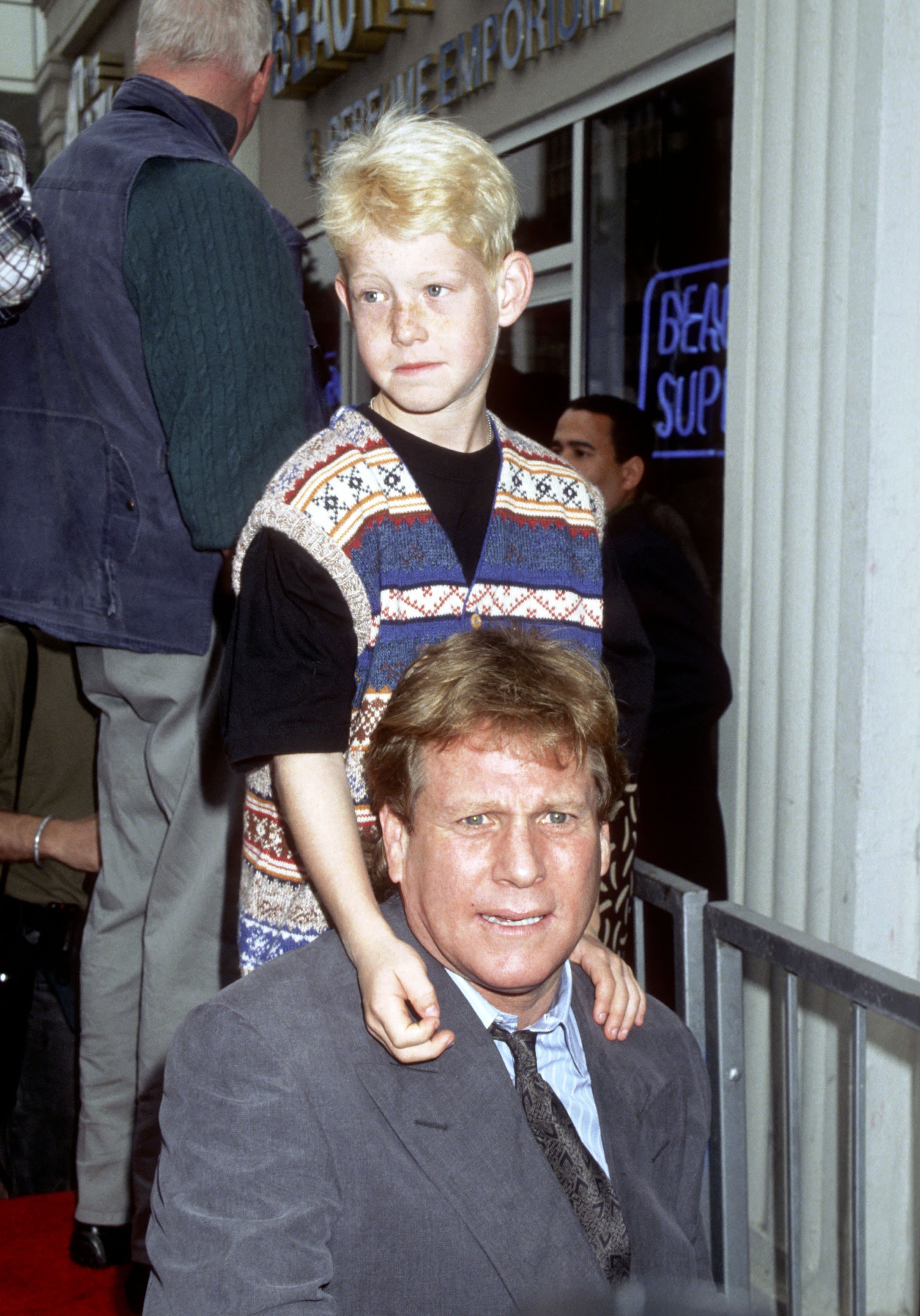 Redmond O'Neal and Ryan O'Neal attend Farrah Fawcett Honored with a Star on the Hollywood Walk of Fame event on February 23, 1995 ┃Source: Getty Images