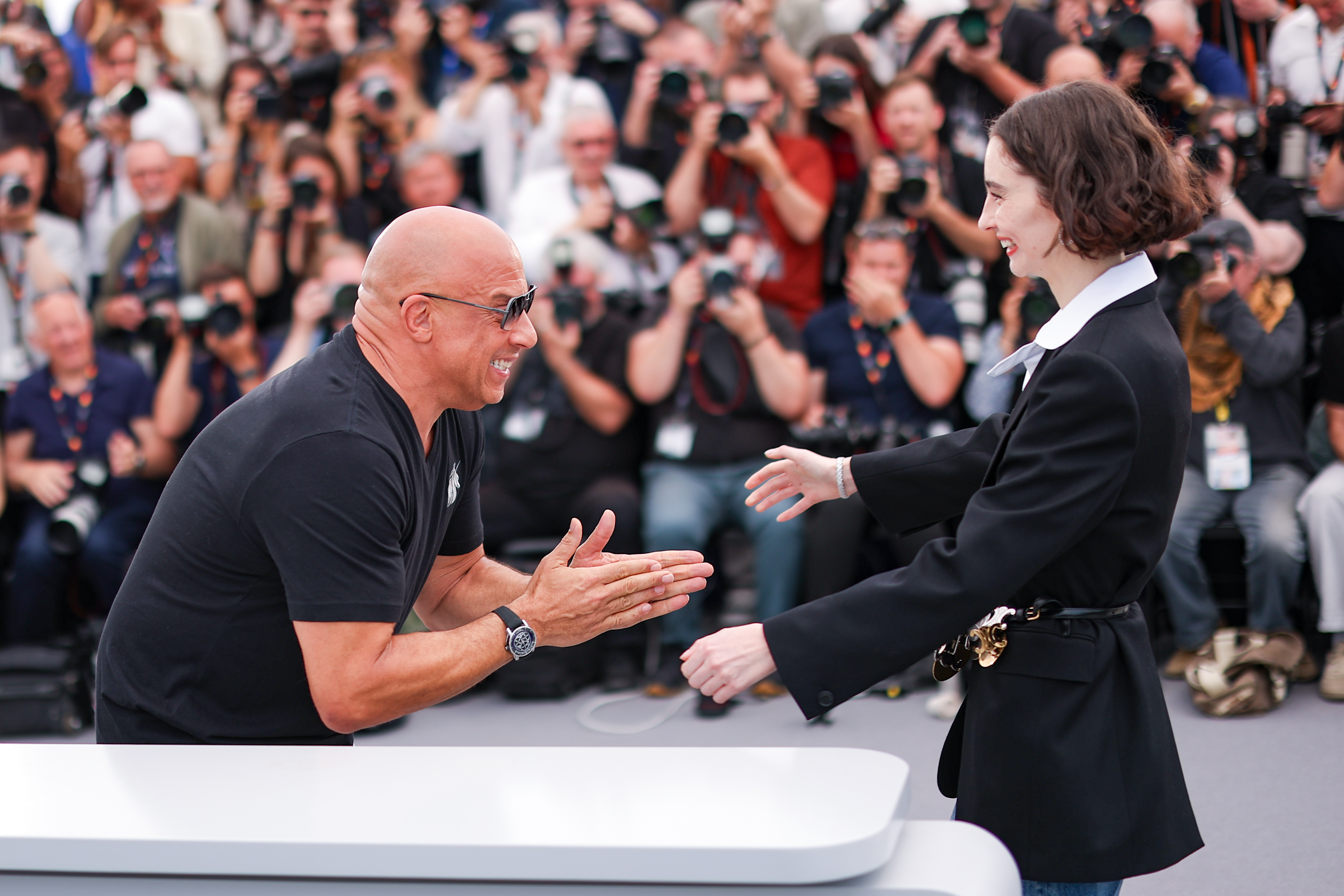 Vin Diesel and Meadow Walker hug during "The Fast And The Furious" photocall at the 79th annual Cannes Film Festival at Palais des Festivals on May 13, 2026 in Cannes, France. | Source: Getty Images