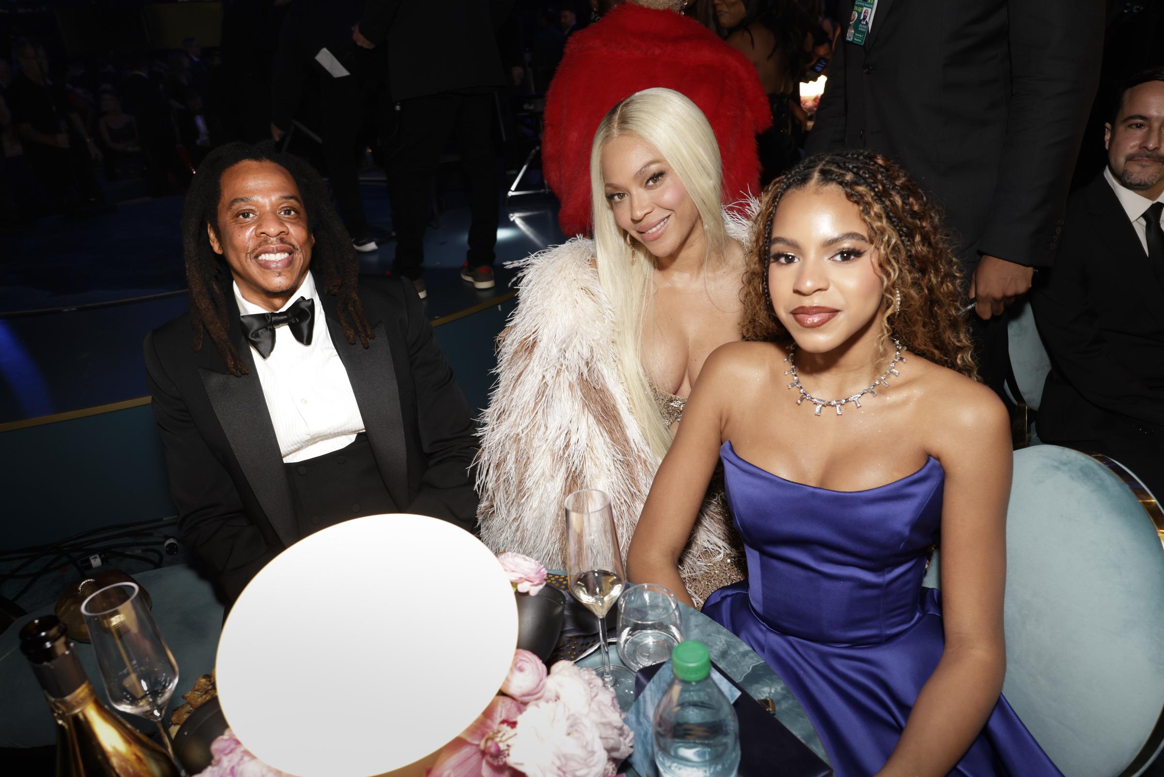 Jay-Z, Beyonce, and Blue Ivy Carter at The 67th Annual Grammy Awards, airing live from Crypto.com Arena in Los Angeles, California, on February 2, 2025 | Source: Getty Images