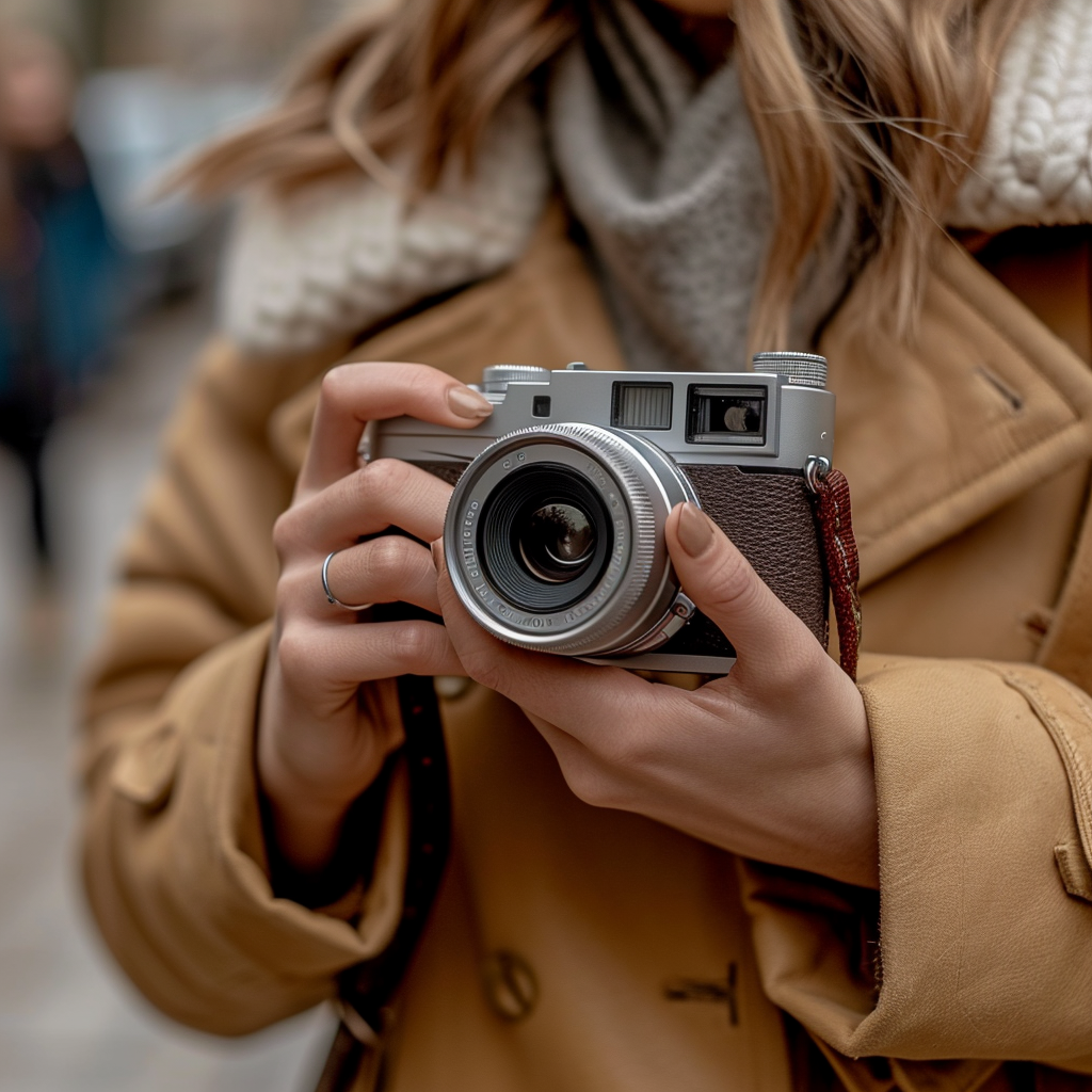 A woman holding a camera | Source: Midjourney