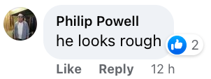 A screenshot of a comment about Michale Douglas' appearance posted on August 2, 2023 | Source: Facebook/Just Jared