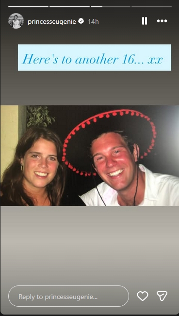 Jack Brooksbank and Princess Eugenie, from a story shared on May 3, 2026 | Source: Instagram/princesseugenie/