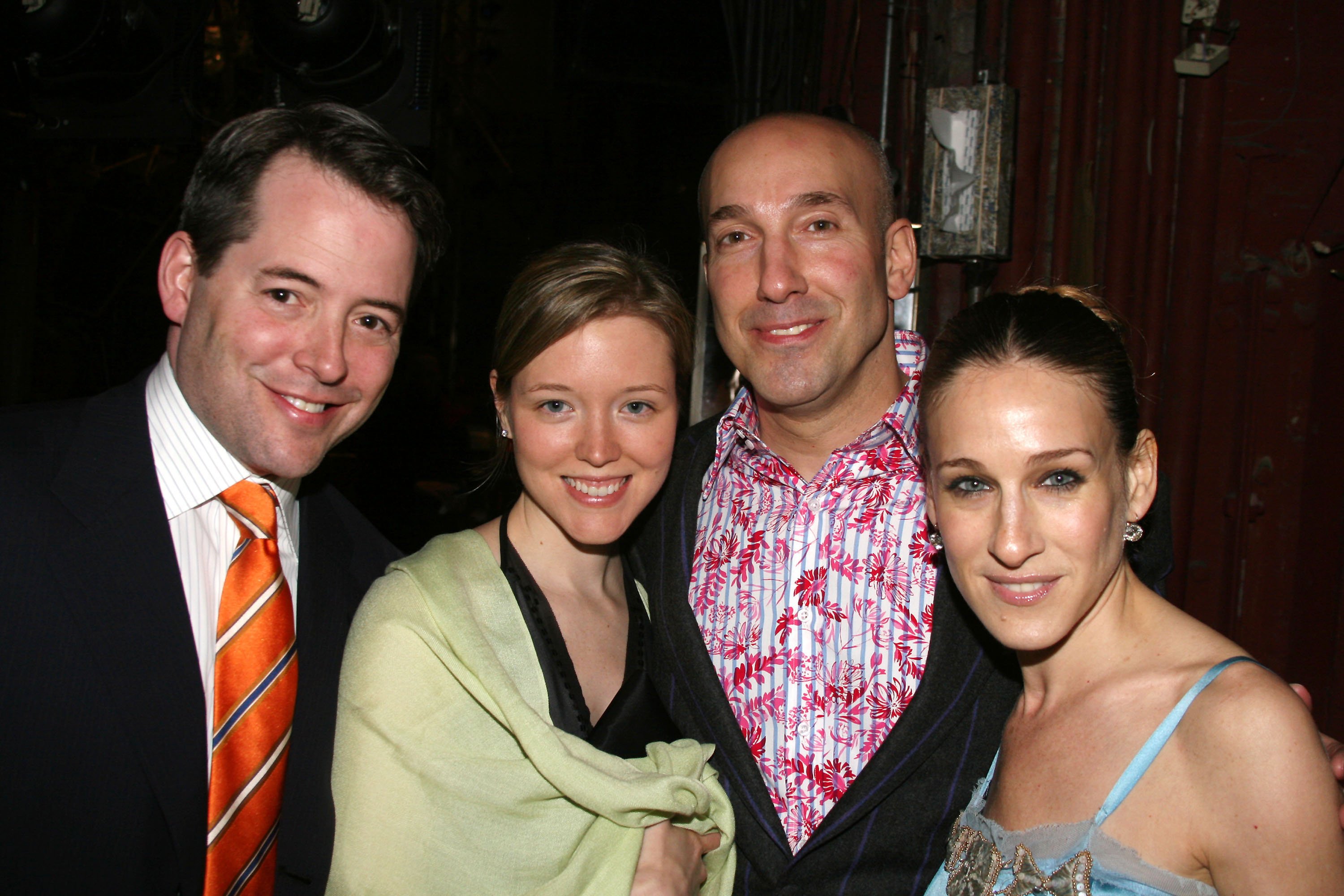 Matthew Broderick, Timothy Britton Parker, and his wife, and Sarah Jessica Parker at "Rent's" 10th Anniversary on Broadway on April 24, 2006 | Source: Getty Images