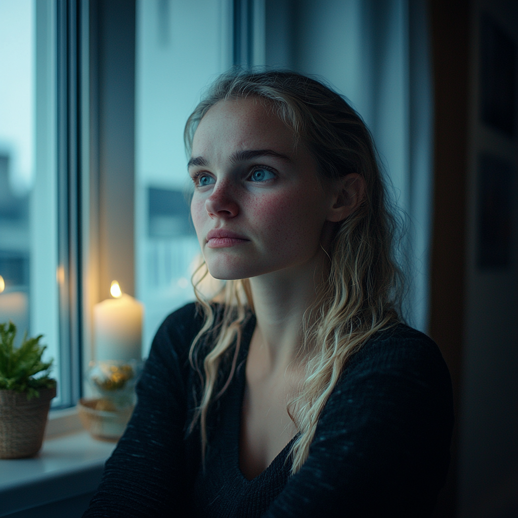 A sad woman staring out the window | Source: Midjourney